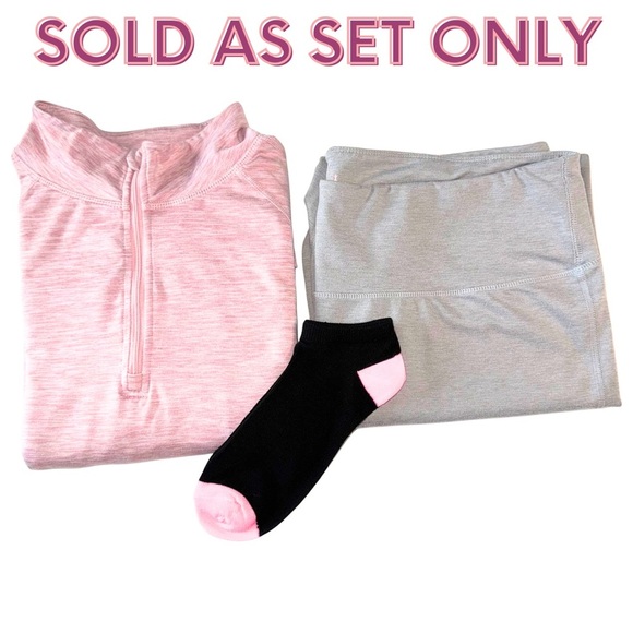 Danskin Activewear 3 PC Set - Gray Leggings, Pink Pullover & New Socks - Size XL - Picture 11 of 11